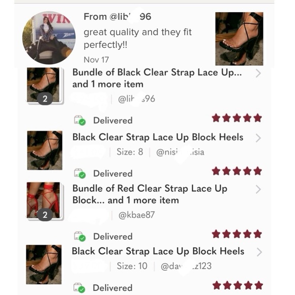 Red Clear Strap Lace Up Block Heels - Picture 7 of 8